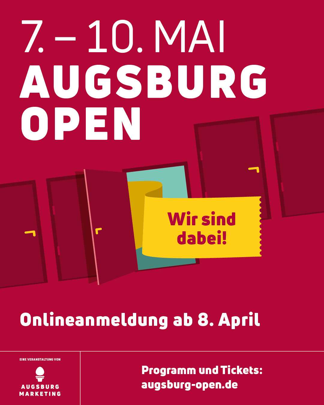 Augsburg Open 7. bis 10. Mai 2026 – wir öffnen unsere Türen